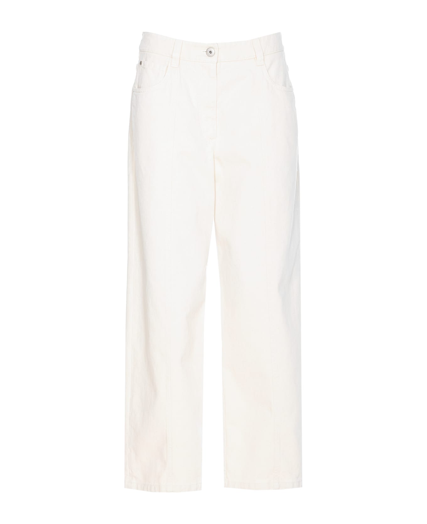 Brunello Cucinelli Denim Cropped Pants - White