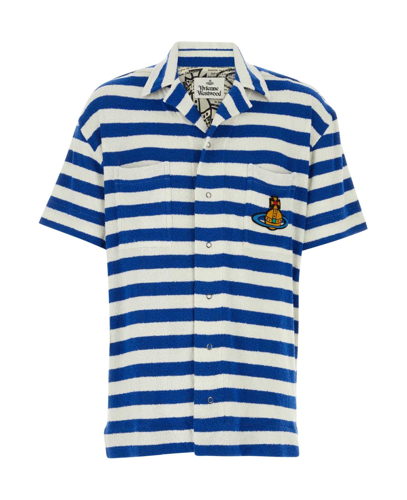 Vivienne Westwood Embroidered Terry Fabric Camp Shirt - WHITEBLUE