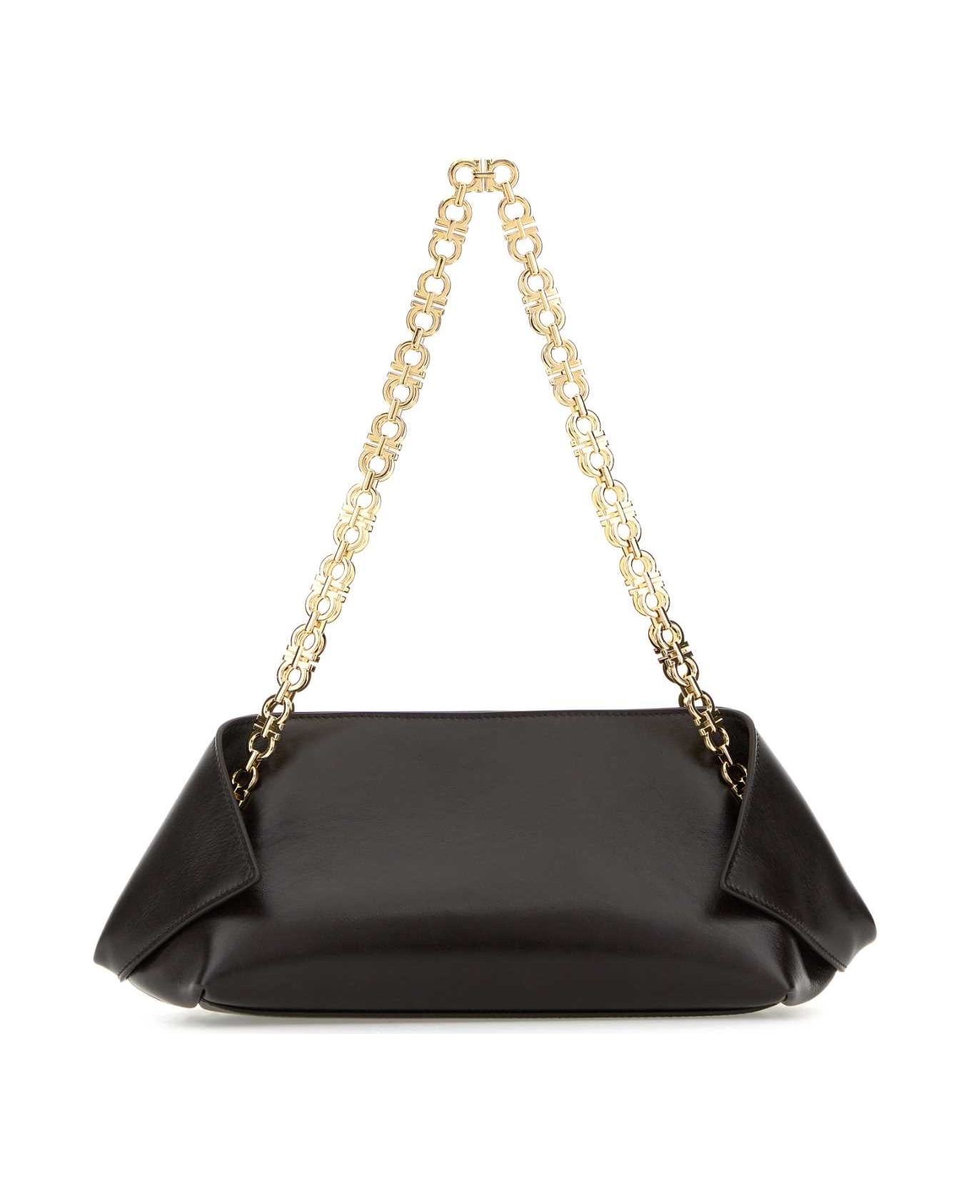 Ferragamo Dark Brown Leather Shoulder Bag - TMORO
