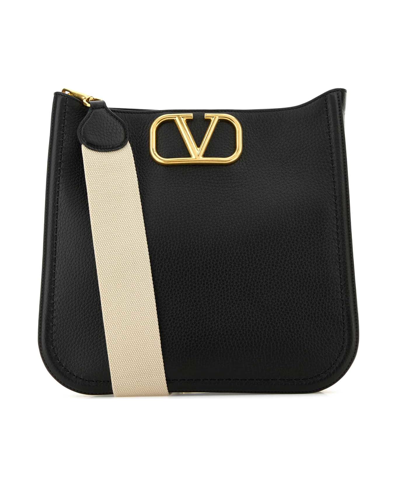 Valentino Garavani Black Leather Alltime Shoulder Bag - NEROSABBIA