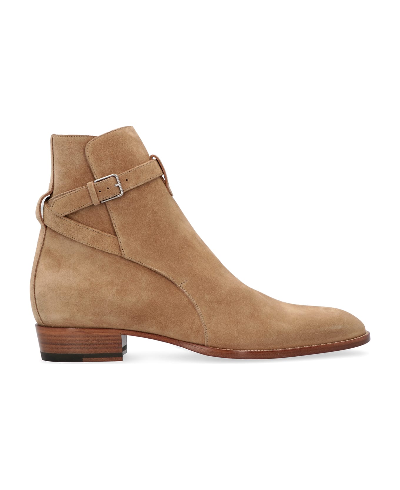 Saint Laurent Jodhpur Suede Ankle Boots - Beige