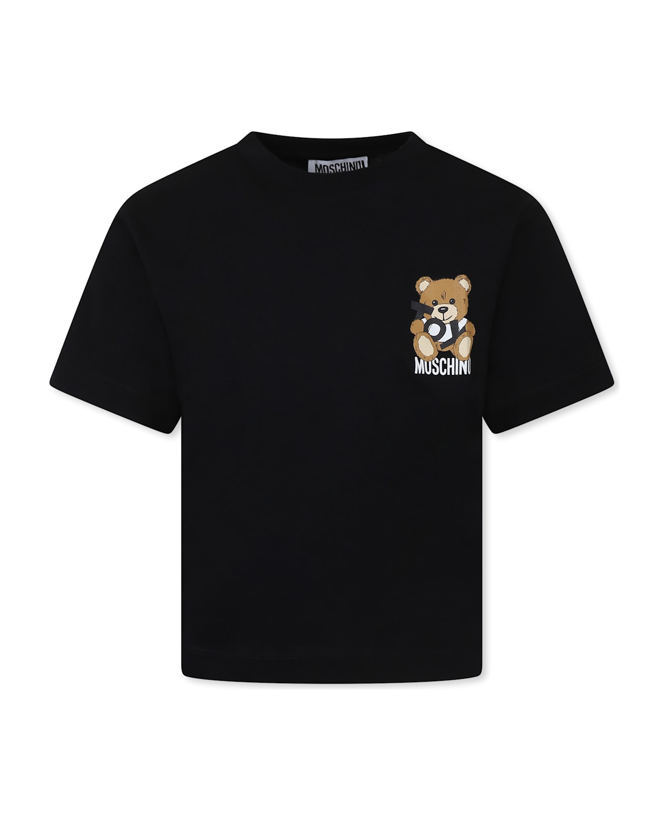 Moschino Black T-shirt For Kids With Teddy Bear - Black