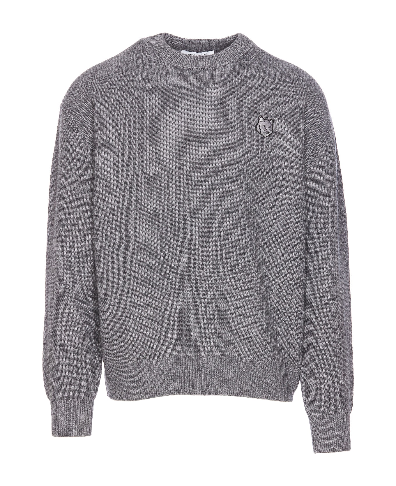 Maison Kitsuné Bold Fox Head Patch Logo Sweater - MEDIUM GREY MELANGE