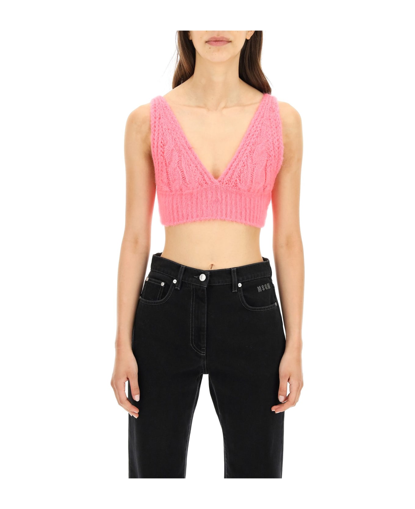 MSGM Mohair Bralette Top - PINK
