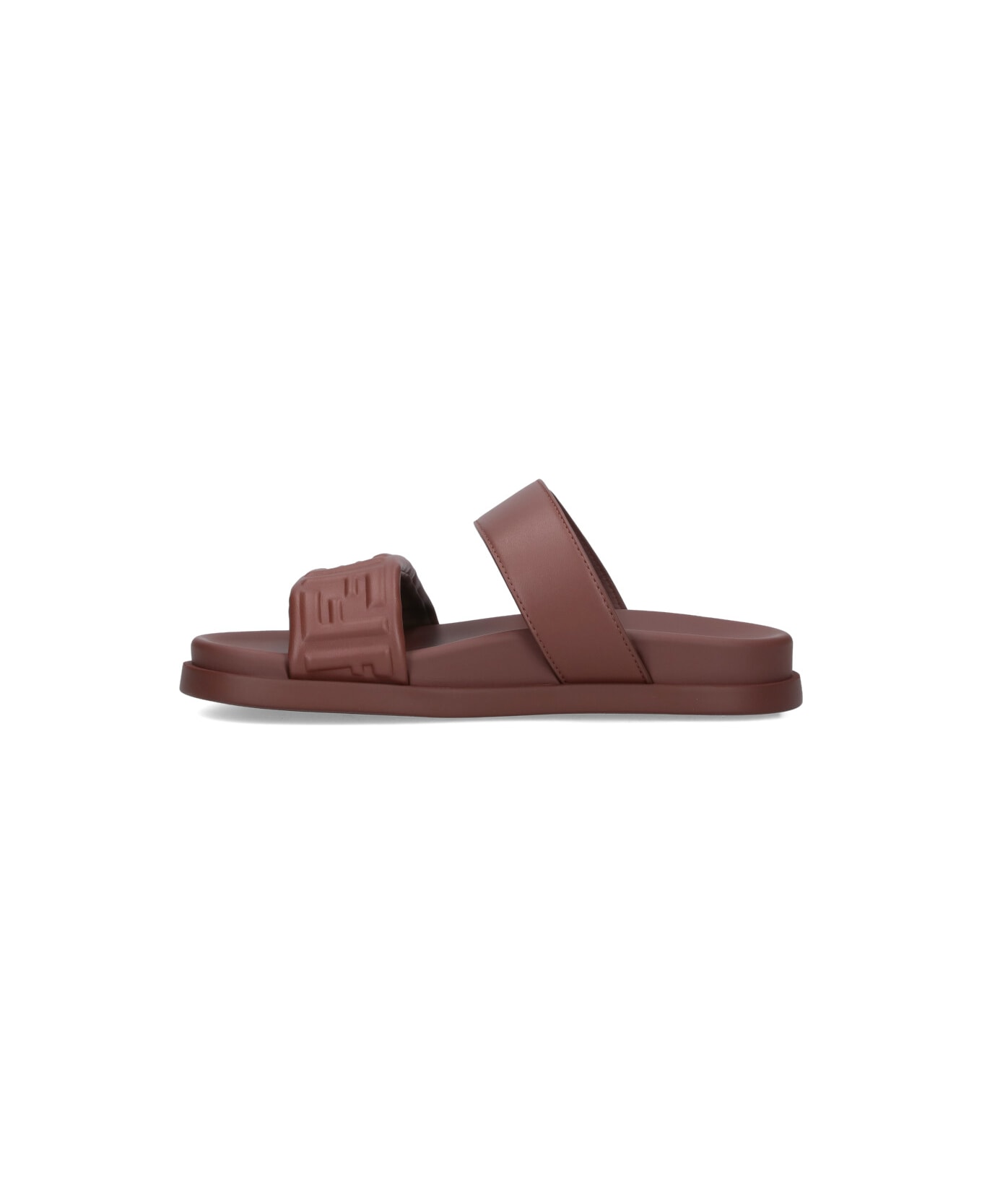 Fendi 'feel' Slide Sandals - Jlk Brown+brown