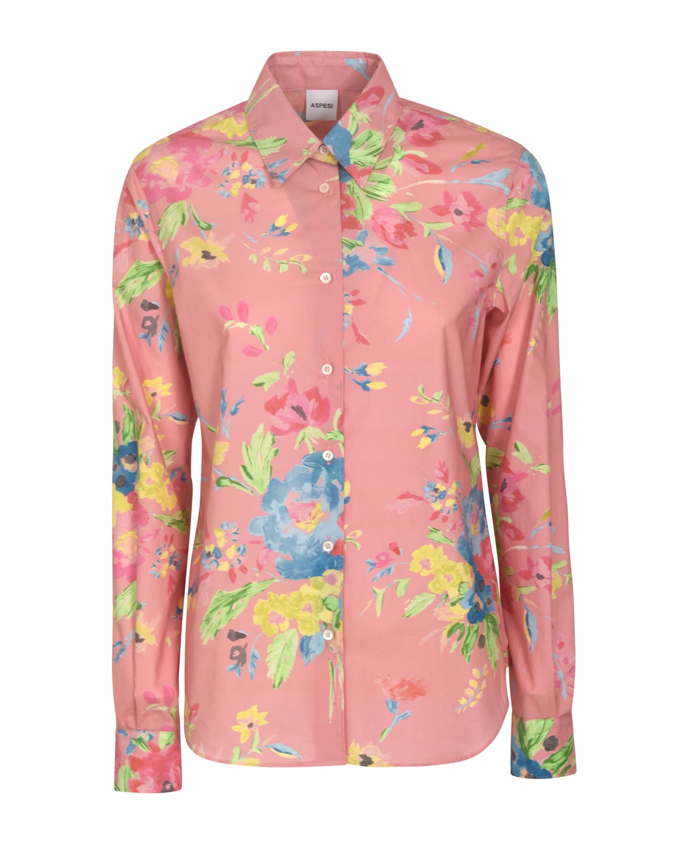 Aspesi Floral Print Round Hem Shirt - Pink