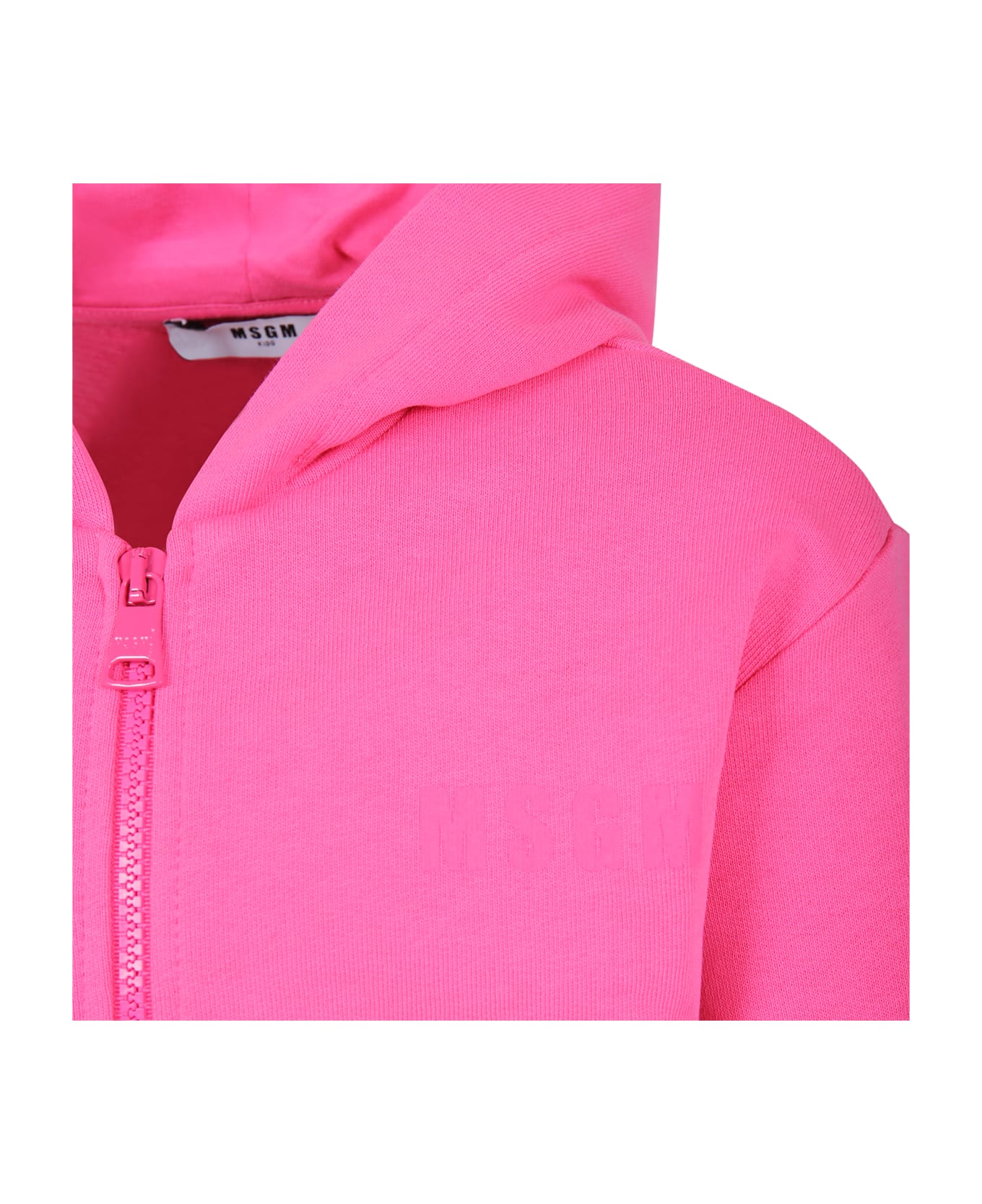 MSGM Fuchsia Sweatshirt For Girl With Logo - Fucsia ニットウェア＆スウェットシャツ