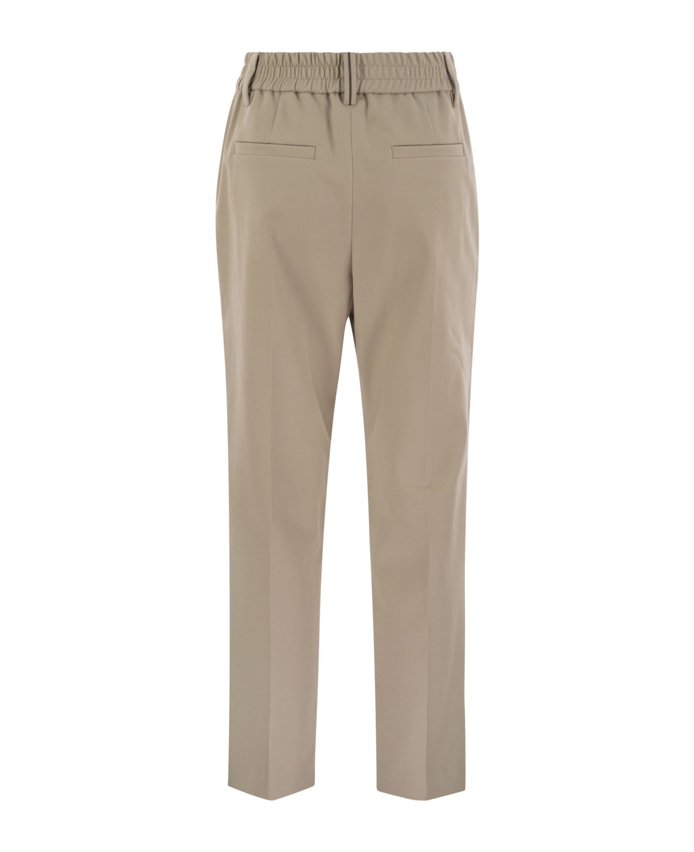 Brunello Cucinelli Stretch Cotton Cover-up Trousers With Jewellery - Sand