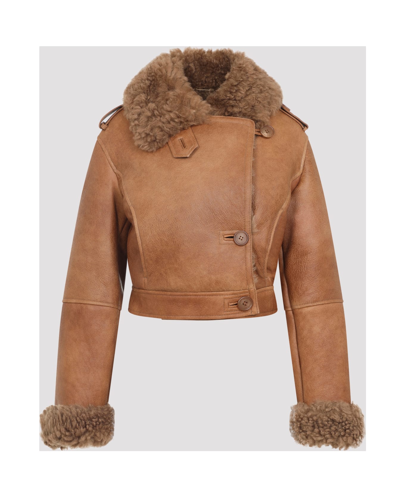 Chloé Leather Jacket - O Amber Brown