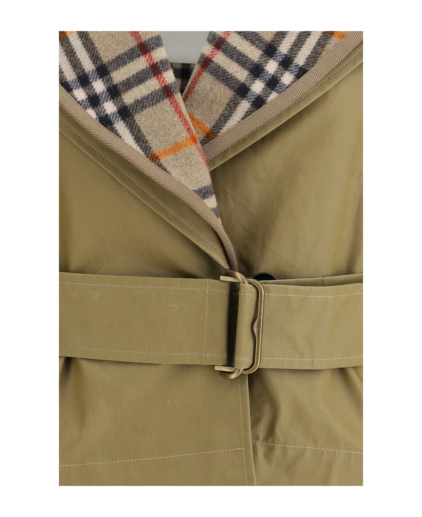 Burberry Cropped Cotton Jacket With Check Quilting