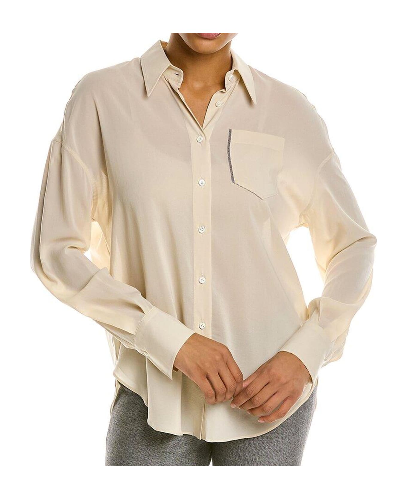 Brunello Cucinelli Silk-blend Shirt - Beige