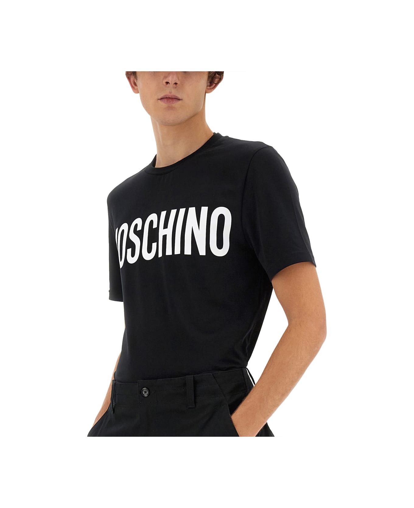 Moschino Logo Print T-shirt - BLACK