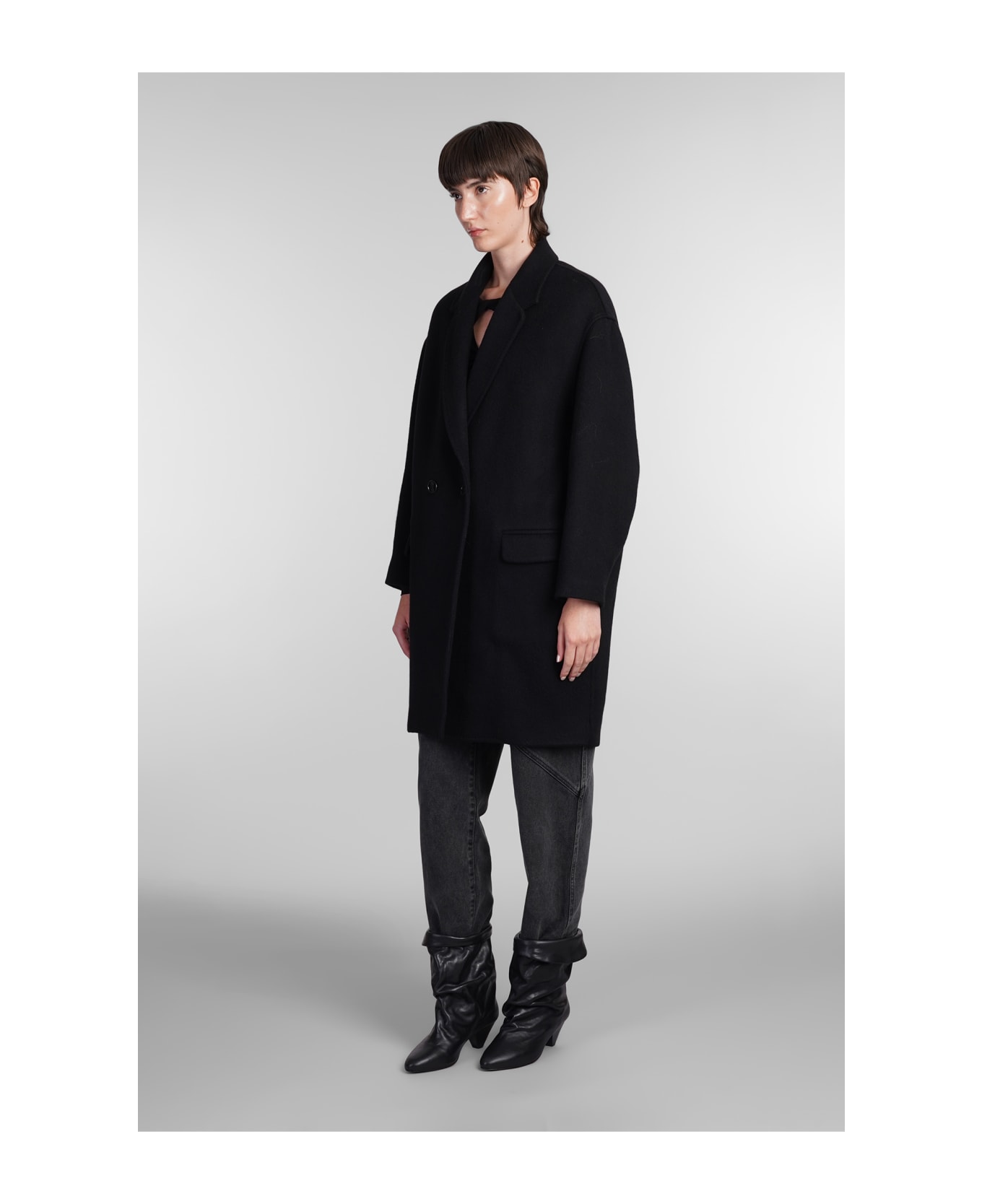 Isabel Marant Efegozi Coat In Black Wool - black