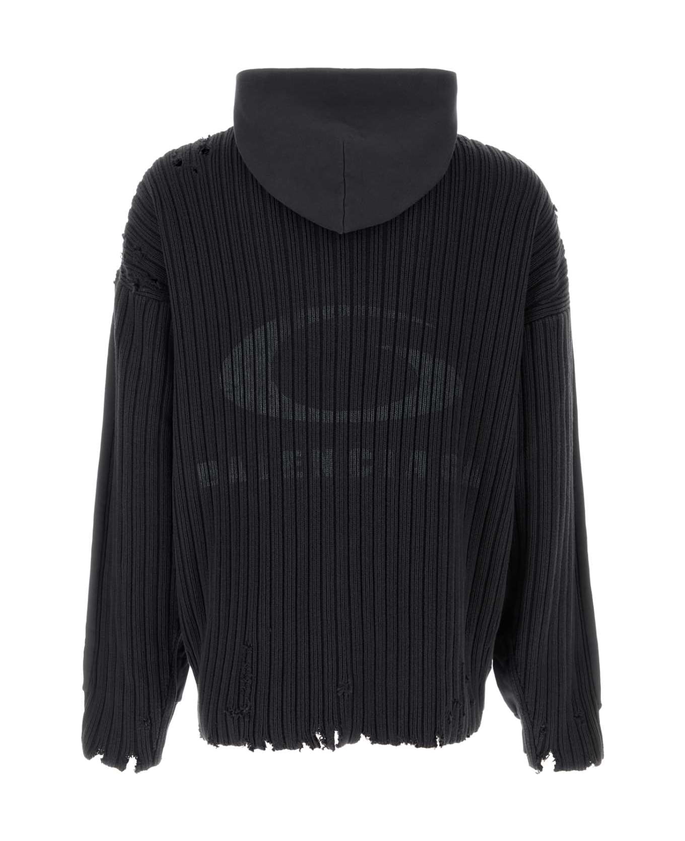 Balenciaga Charcoal Cotton Oversize Sweatshirt - BLACKNAVY