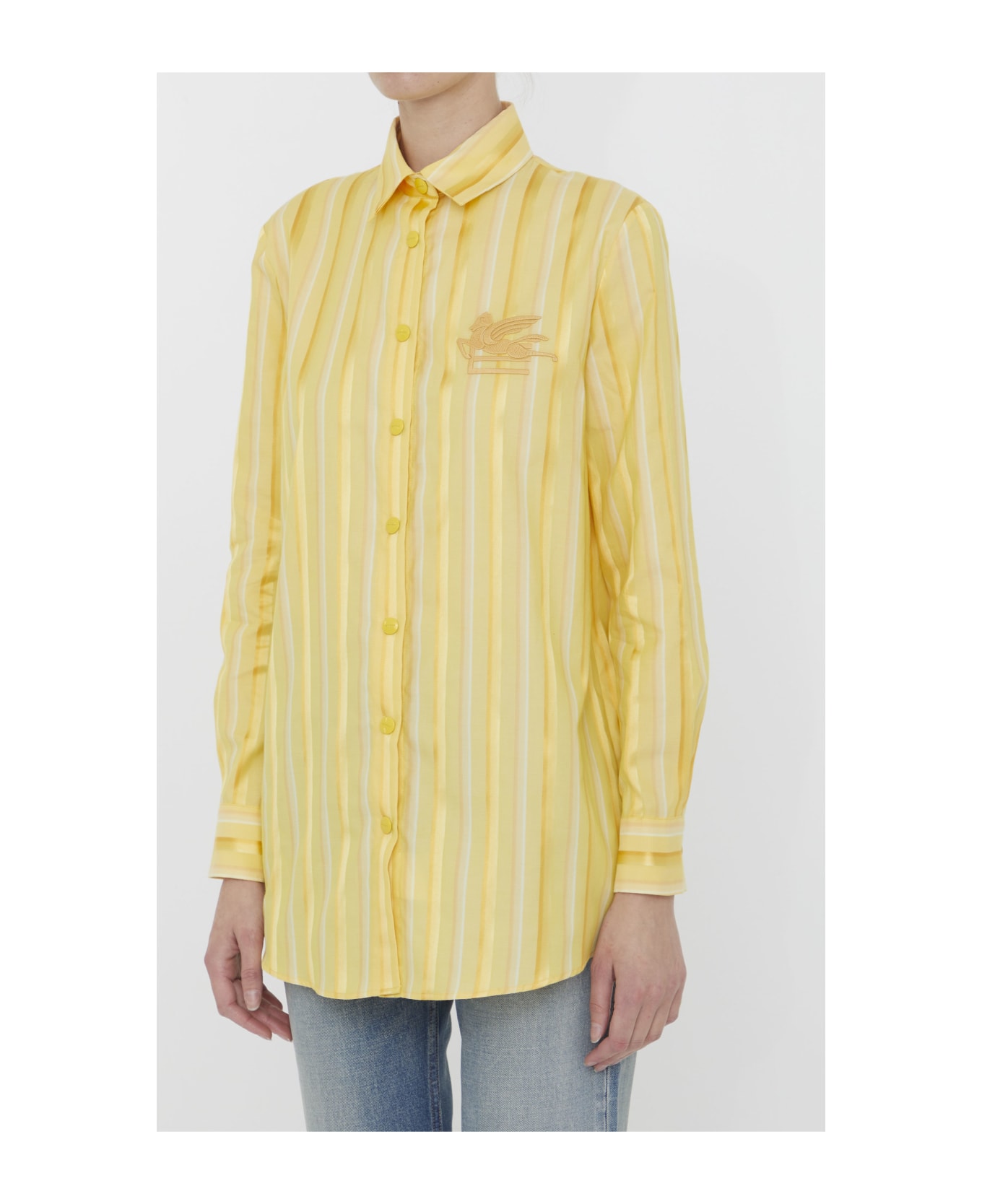 Etro Striped Shirt With Pegaso - Yellow & Orange