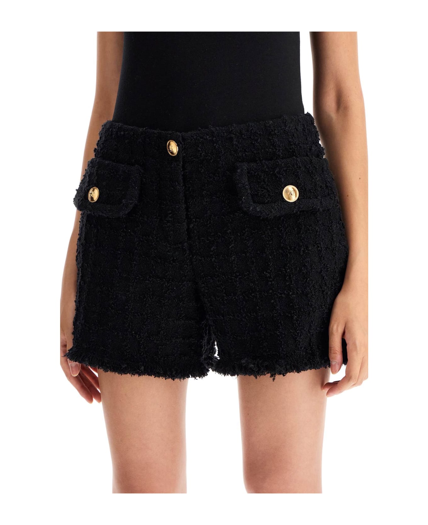 Versace Black Virgin Wool Blend Shorts - BLACK (Black)