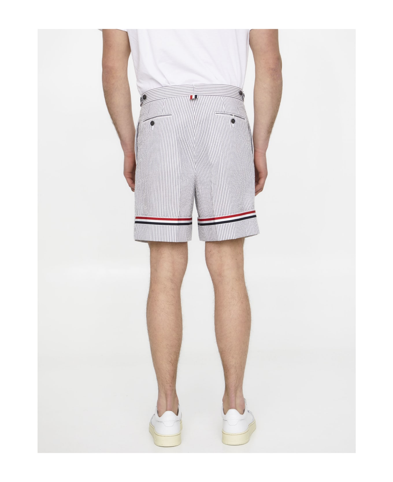 Thom Browne Cotton Seersucker Shorts - GREY ショートパンツ
