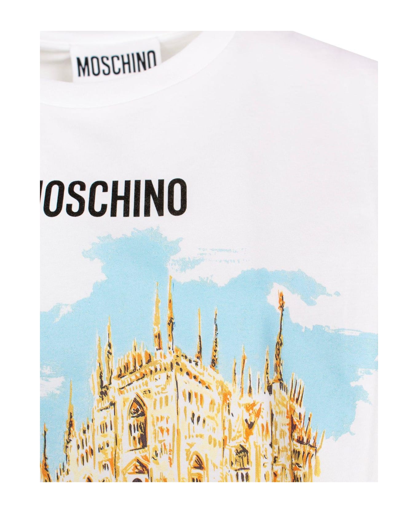 Moschino Illustration Printed Crewneck T-shirt - Fantasia bianco