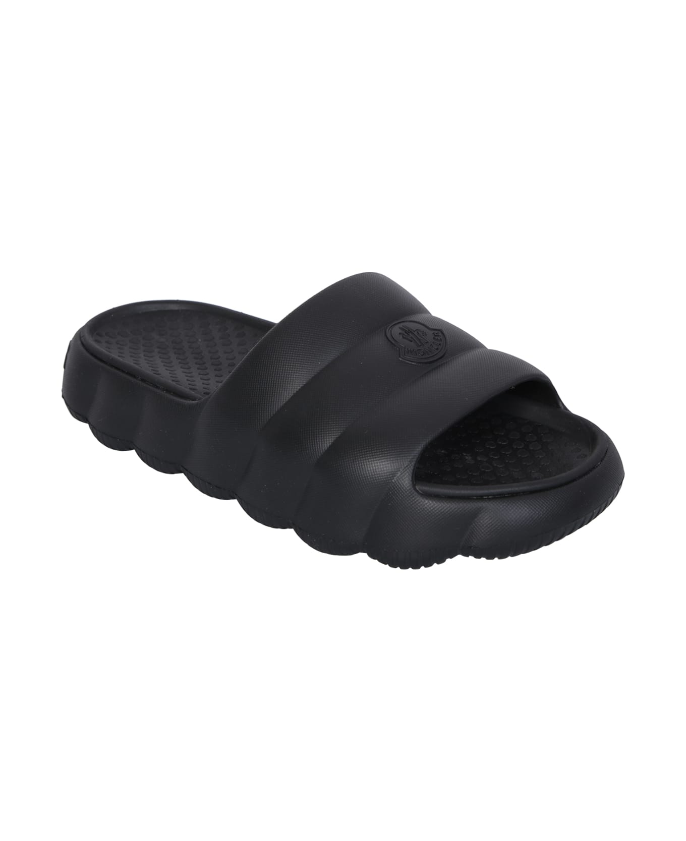 Moncler Lilo Black Quilted Slides - Black