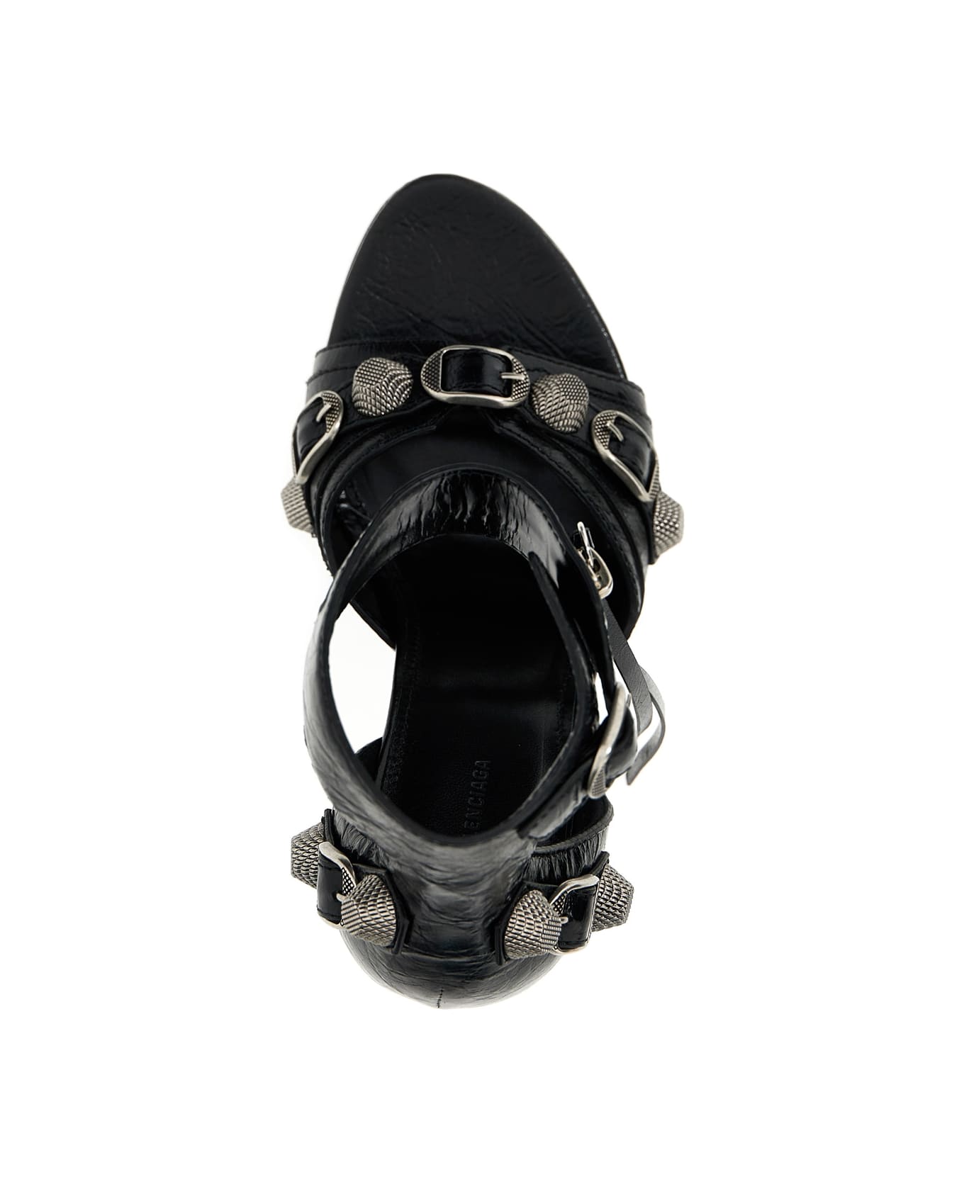 Balenciaga Sandals With Studs And Buckles In Leather - Black サンダル