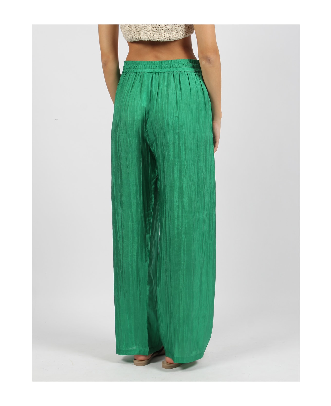 The Rose Ibiza Silk Trousers - Green