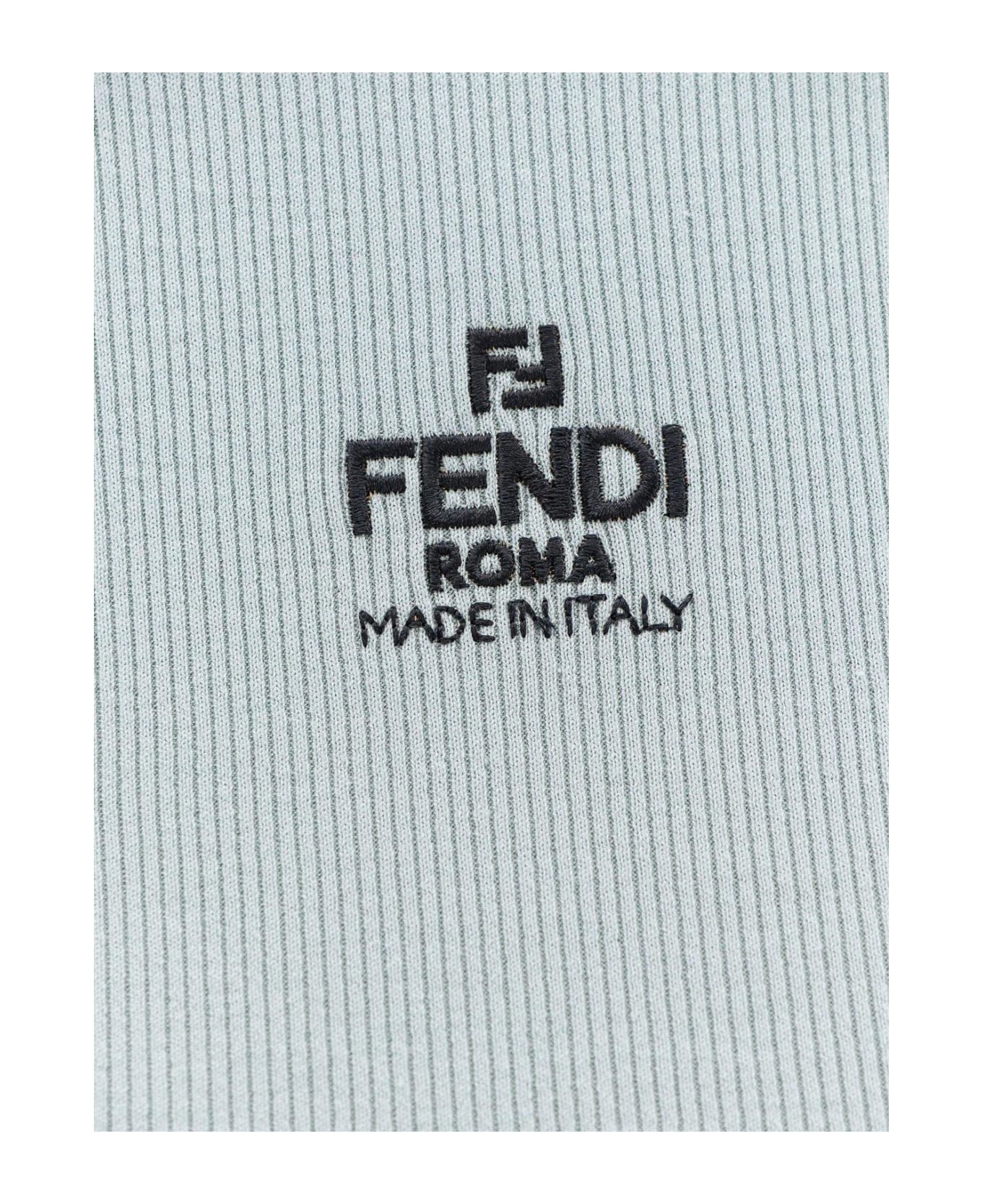 Fendi Logo Detailed Cropped T-shirt - Clear Blue