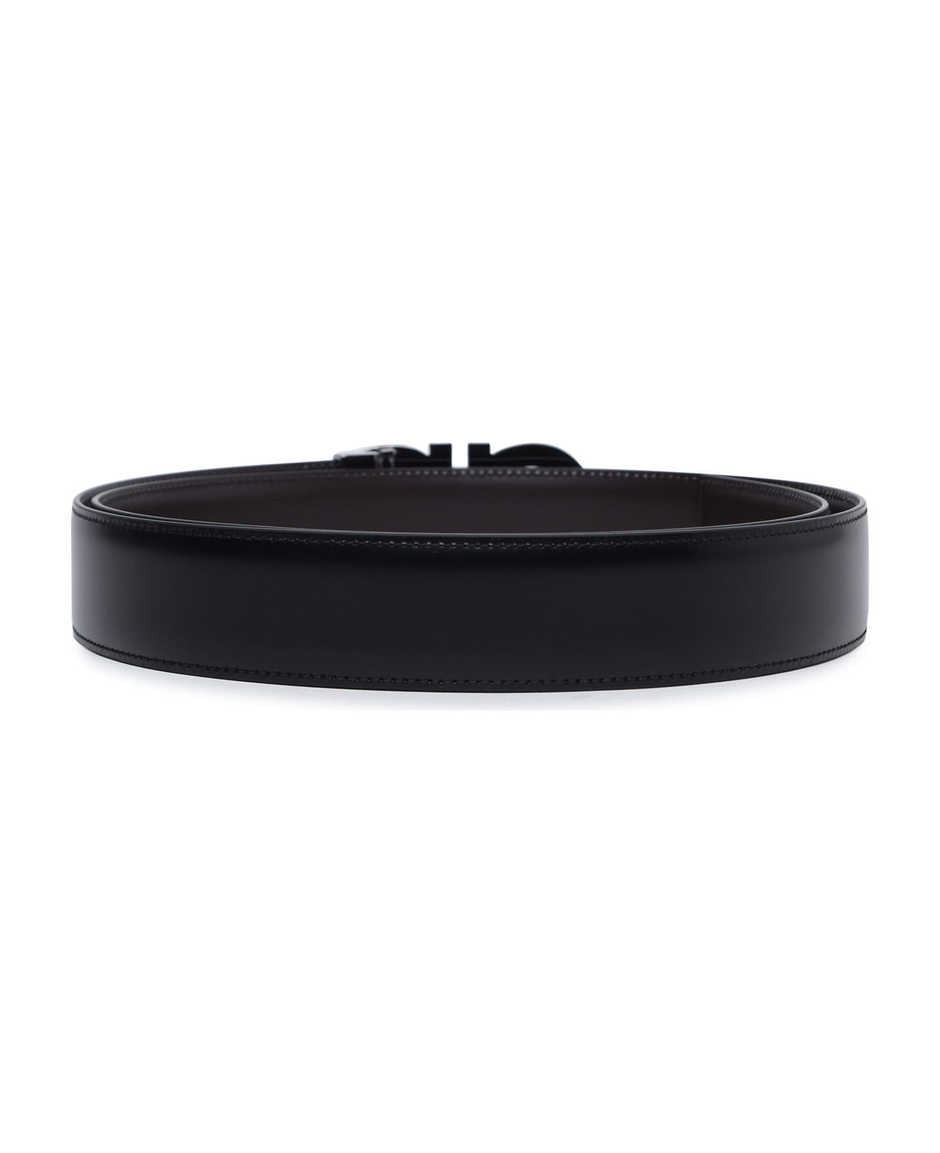 Ferragamo 'gancini' Black Calf Leather Belt - Black ベルト