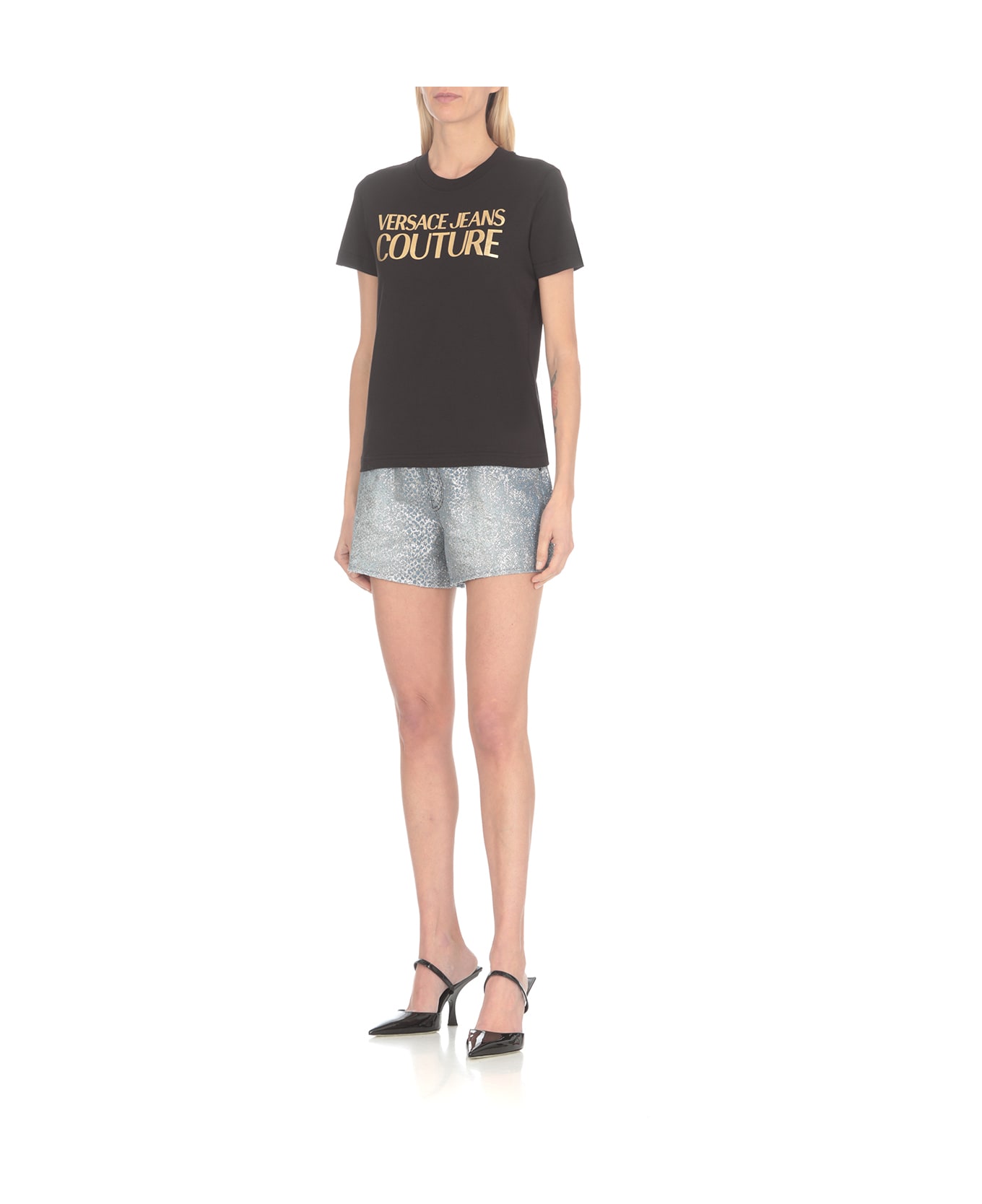 Versace Jeans Couture Logo Printed Crewneck T-shirt - Black