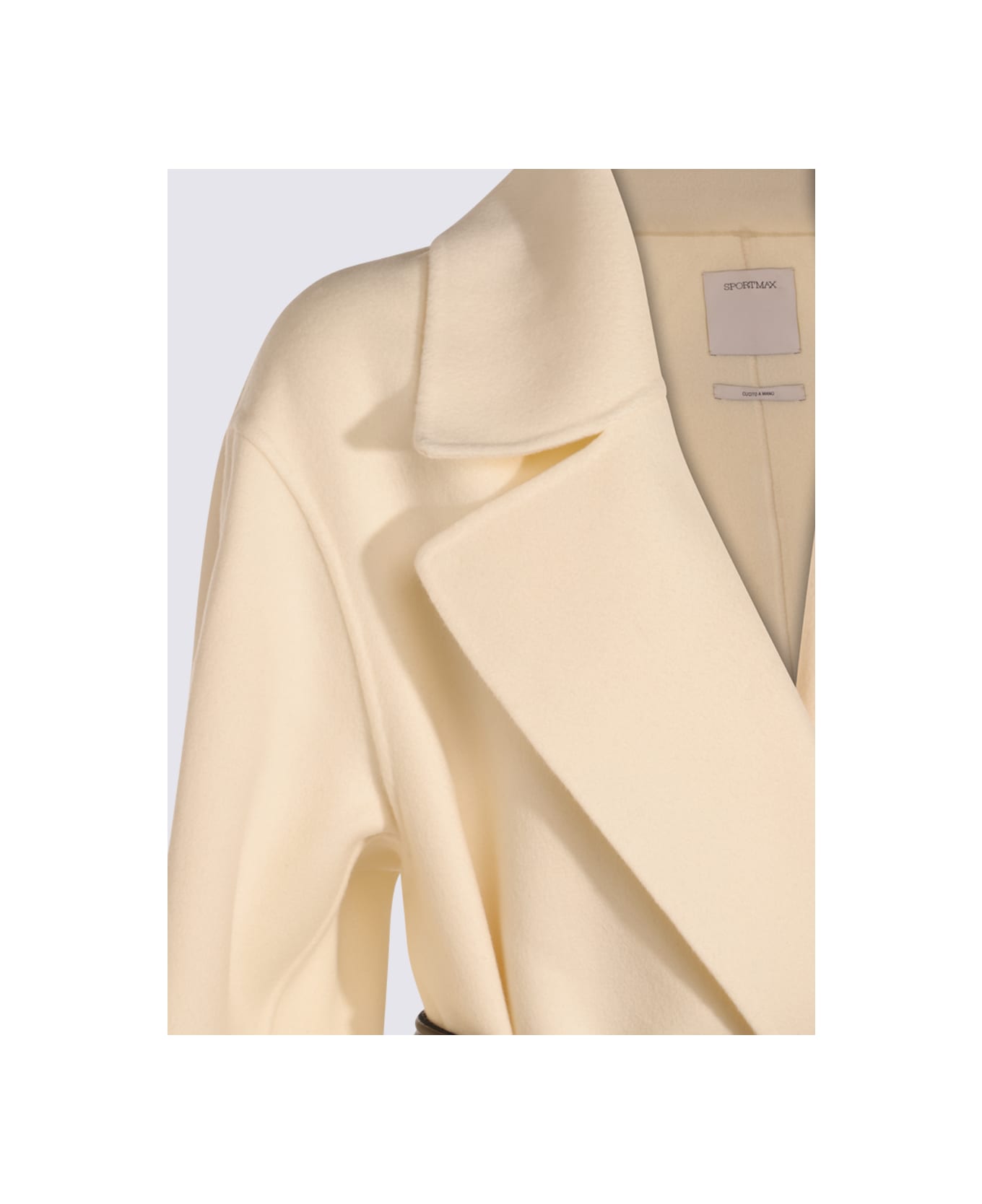 SportMax White Wool Abate Coat - Latte
