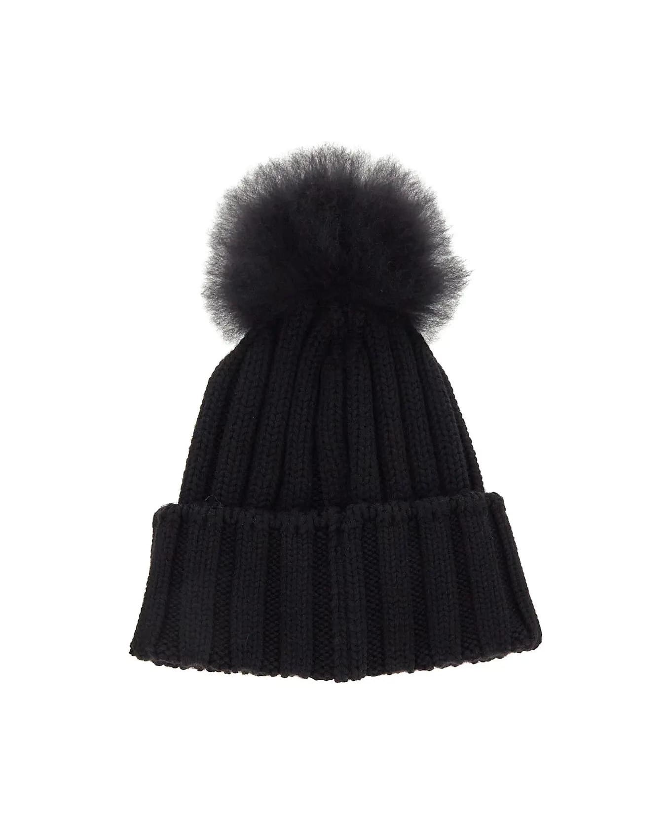 Woolrich Fluffy Pom Pom Hat - Black