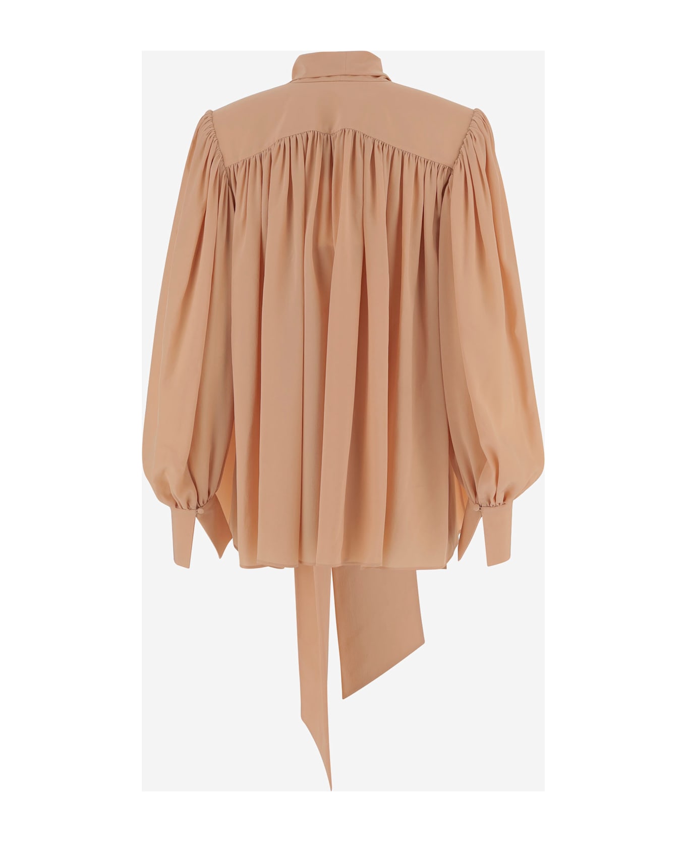 Chloé Silk Blouse With Bow At The Neck - Beige