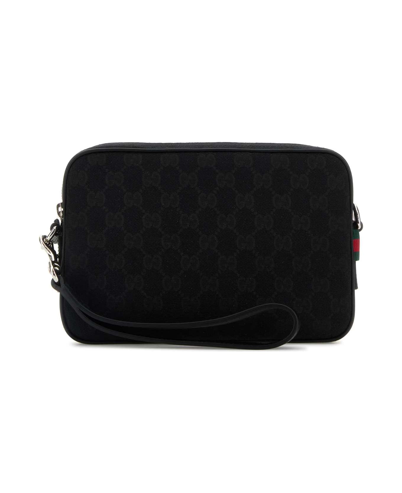 Gucci Black Gg Fabric Clutch - BLKBLKBLKVR