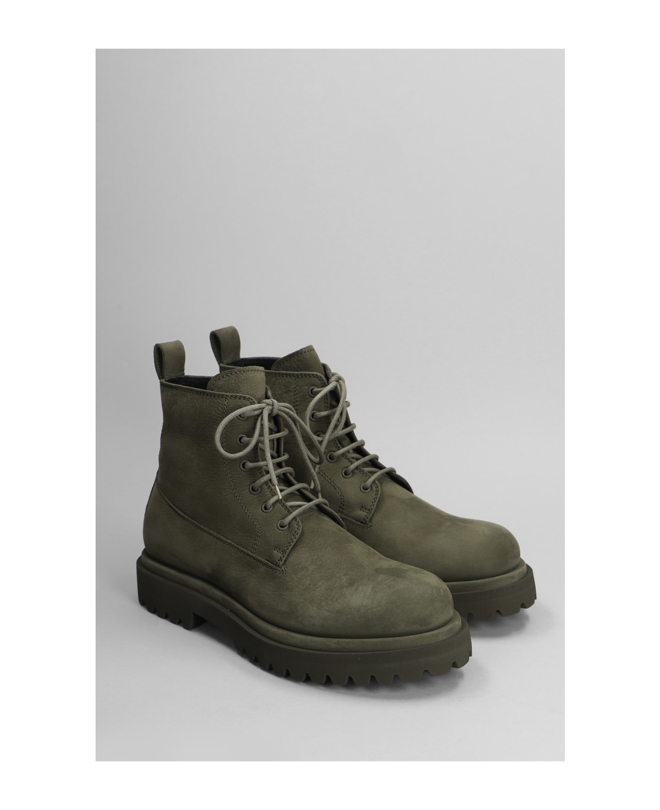 Officine Creative Eventual 020 Combat Boots In Green Suede - green