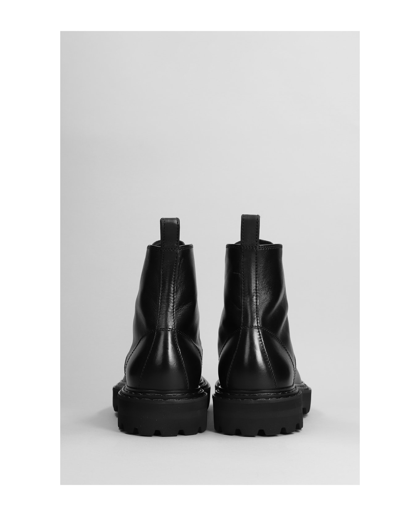 Officine Creative Pistols 002 Combat Boots In Black Leather - black