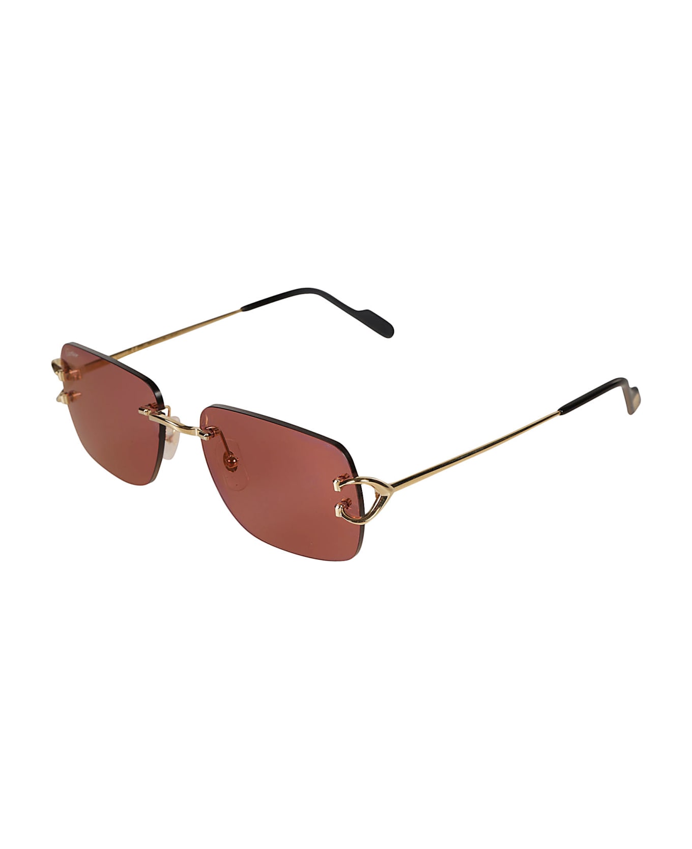 Cartier Eyewear Rectangular Sunglasses Sunglasses - Gold/Red