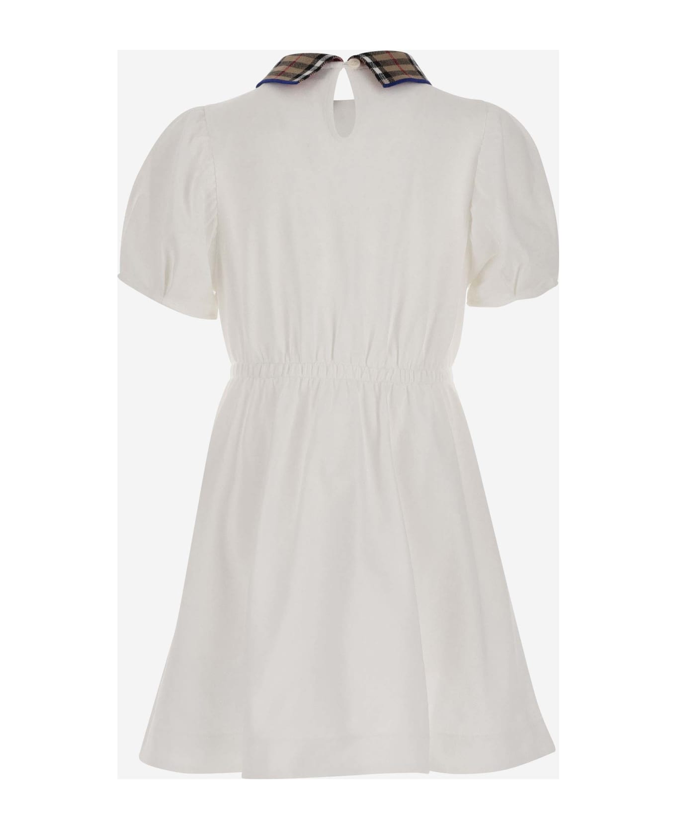 Burberry Polo Shirt Dress With Check Pattern - White