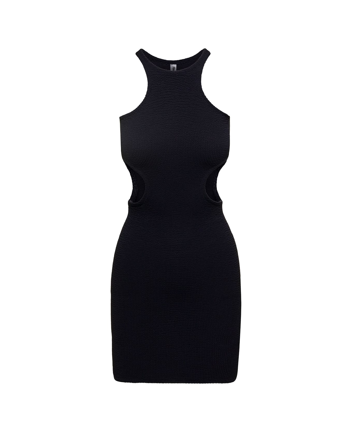 Reina Olga 'ele' Mini Black Sleeveless Dress With Cut-out In Stretch Polyamide Woman - Black ワンピース＆ドレス