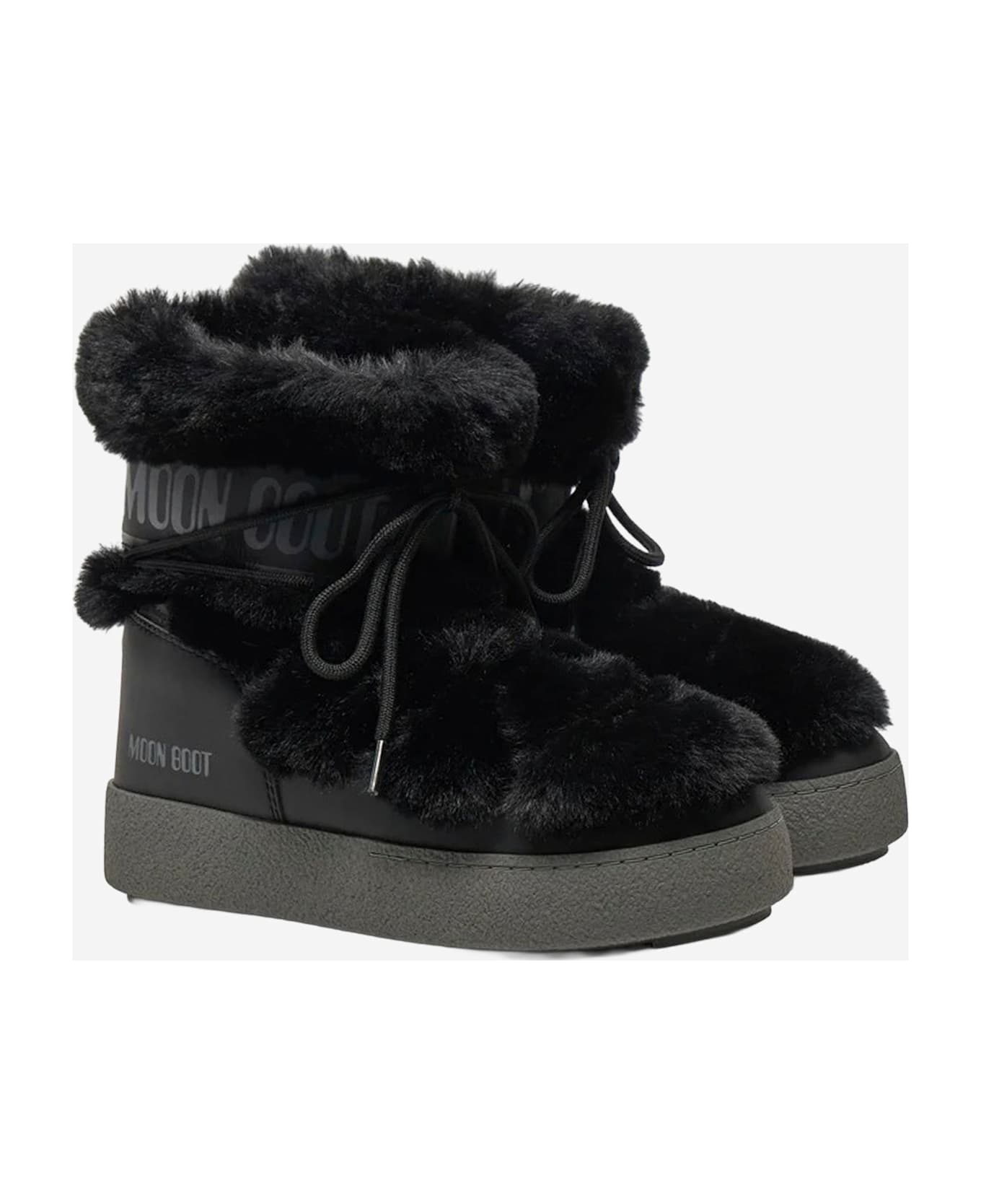 Moon Boot Ltrack Tube Faux Fur Ankle Boots - Black