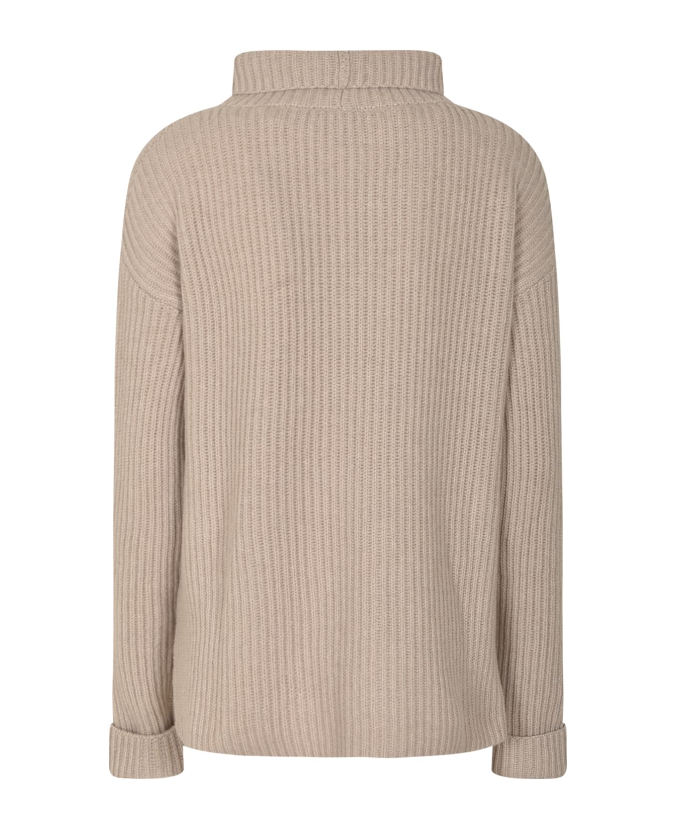 Base Wide Roll-neck Plain Pullover - Natural