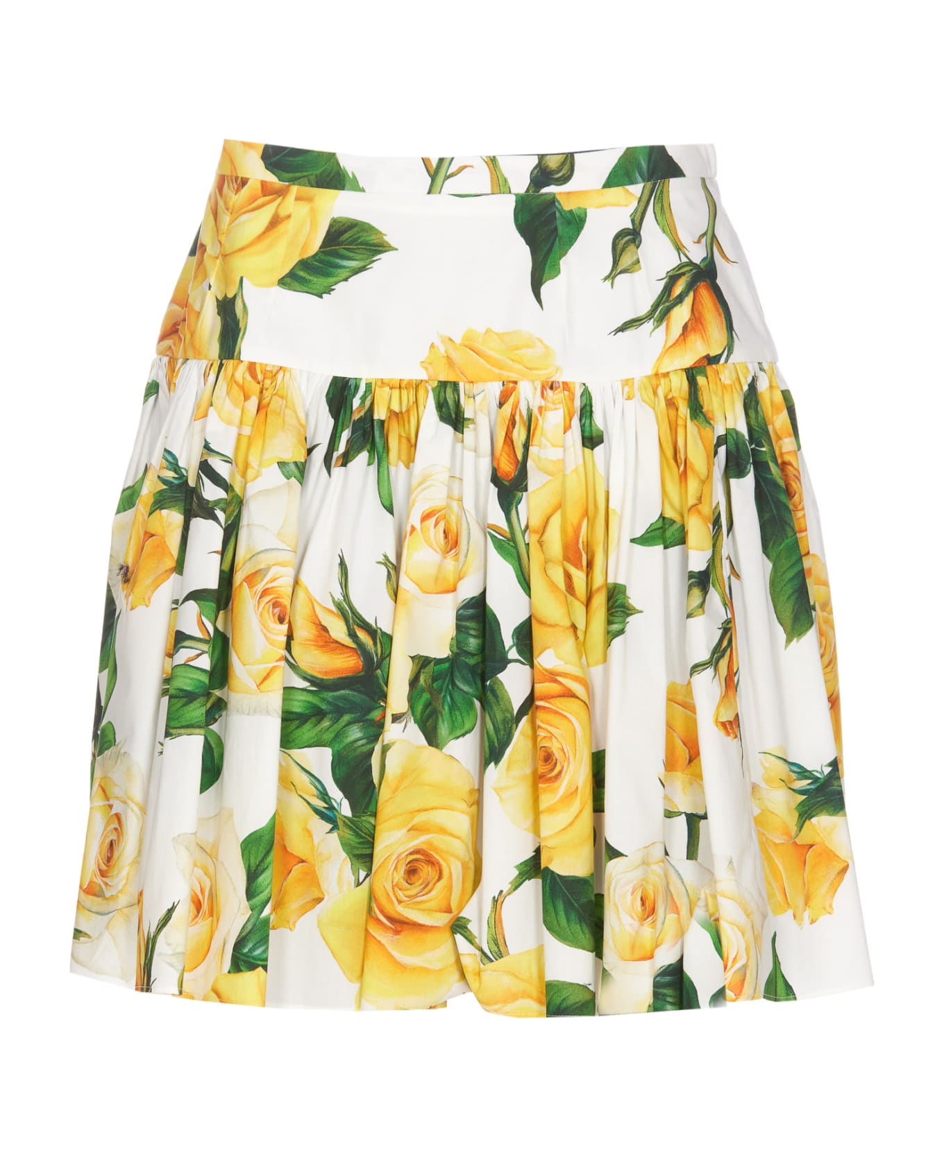 Dolce & Gabbana Floral Printed Mini Skirt - Vo Rose Gialle Bianco