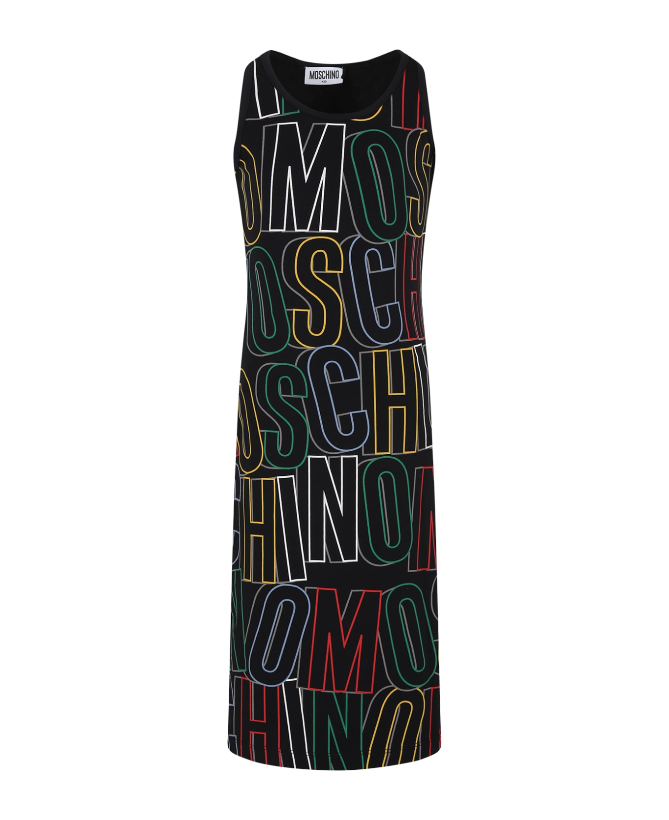 Moschino Black Dress For Girl With Logo - Black