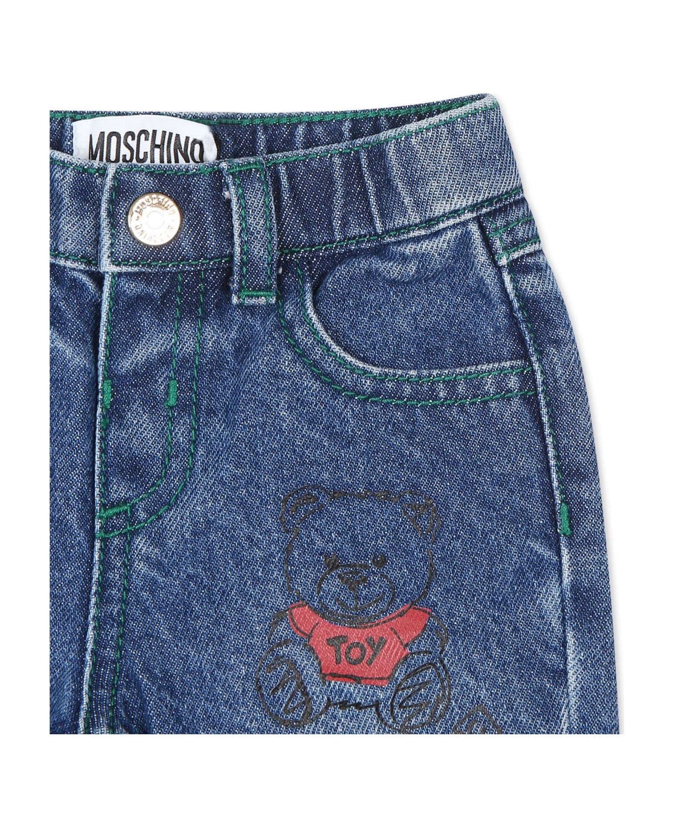 Moschino Blue Jeans For Baby Boy With Logo - Denim