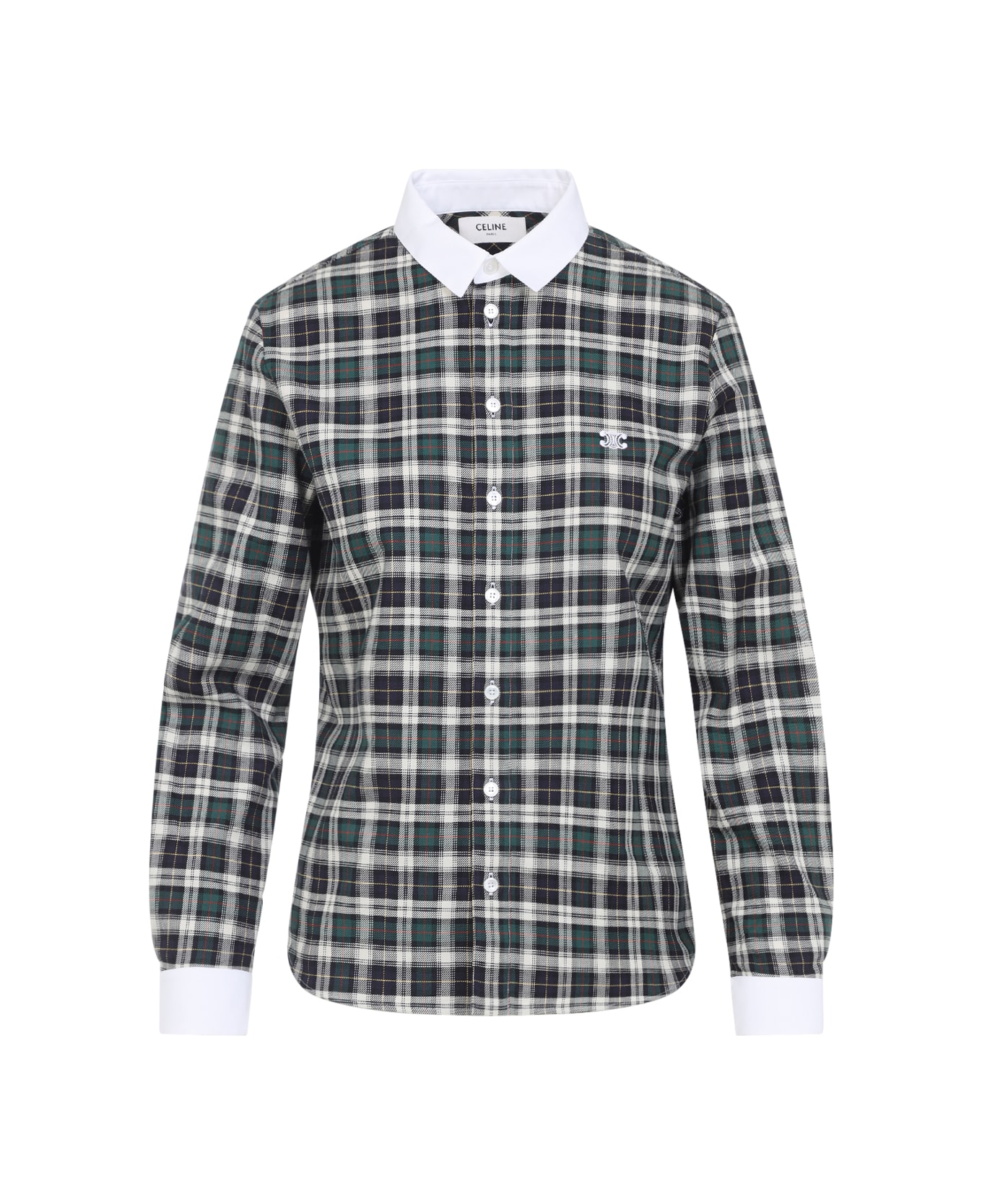 Celine Cotton Shirt - Green Navy Chalk シャツ
