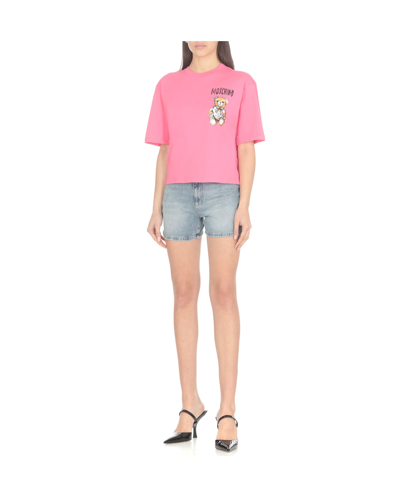 Moschino Drawn Teddy Bear T-shirt - Pink