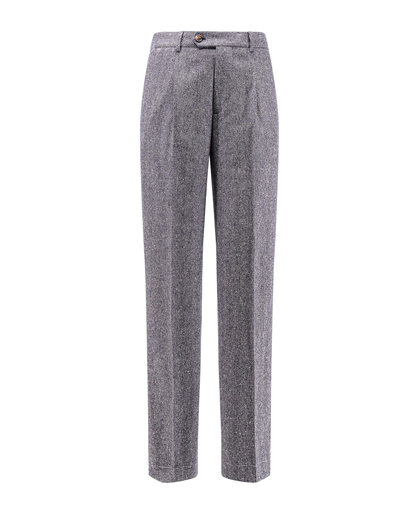 Brunello Cucinelli Herringbone Wool And Cashmere Trousers - Blue