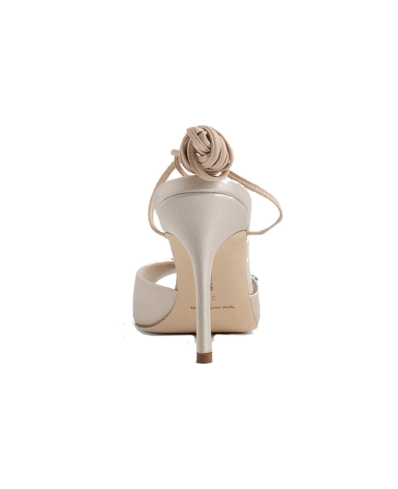 Manolo Blahnik Plumena 090 Satin Sandals - Beige