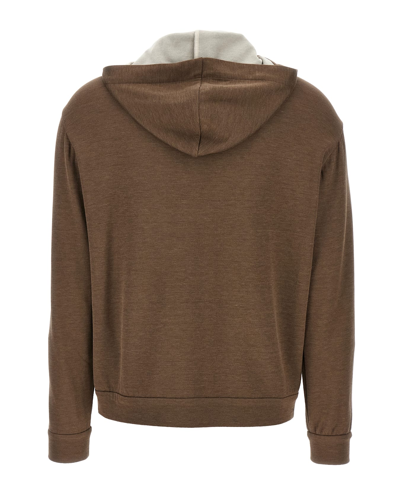 Brunello Cucinelli 
precious Zipper Pull
 Hoodie - Brown