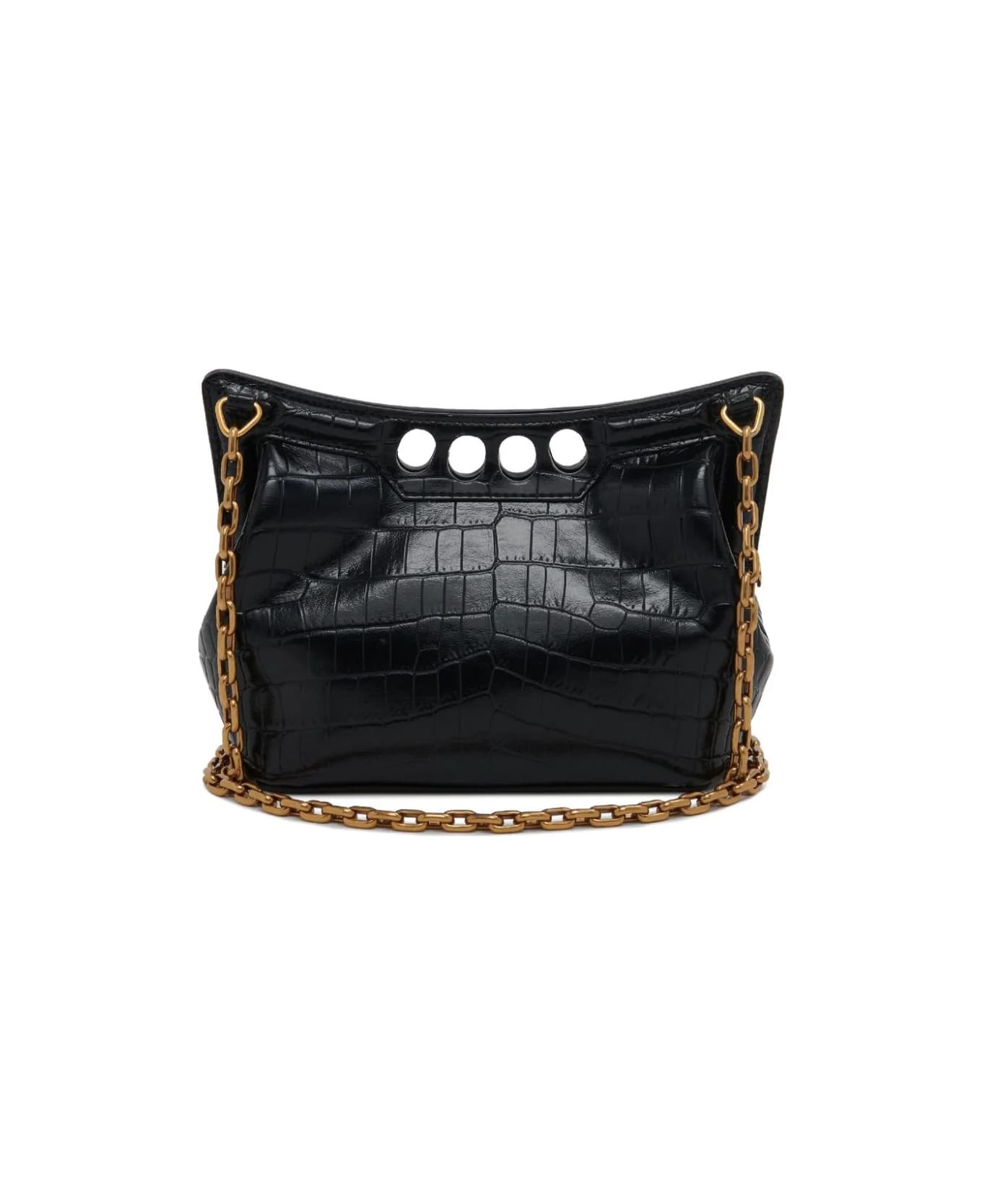 Alexander McQueen The Peak Mini Bag With Chain In Black - Black