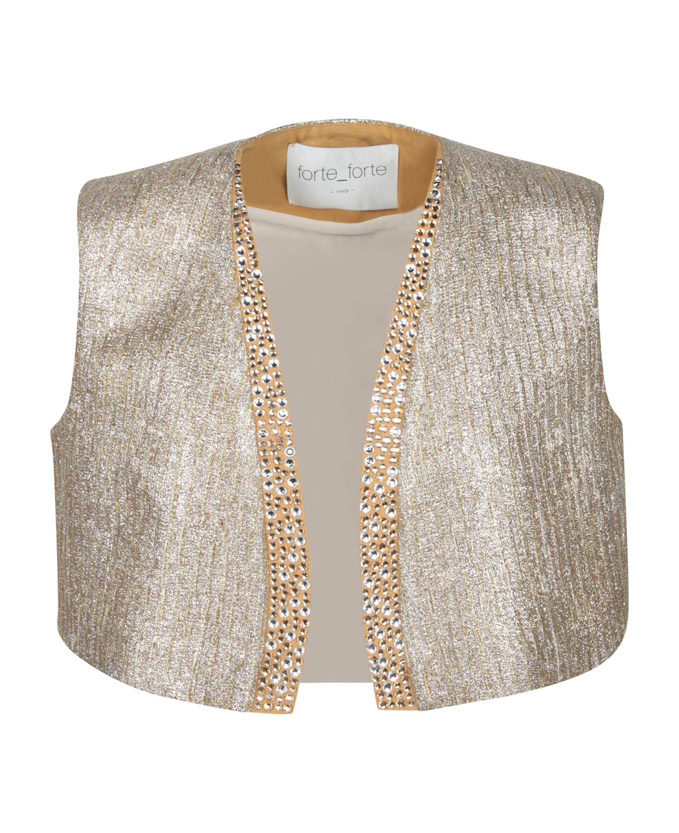 Forte_Forte Gold Lurex Jacquard Vest - Metallic