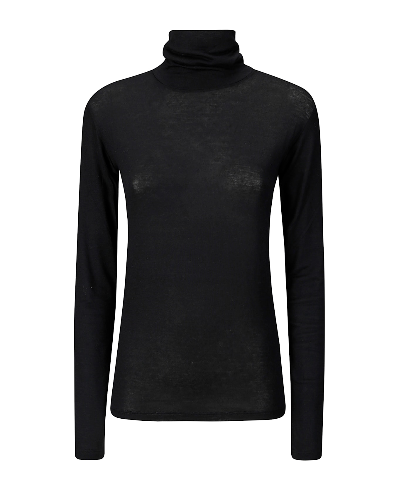 Hira Basic Modal High Neck Tshirt - BLACK